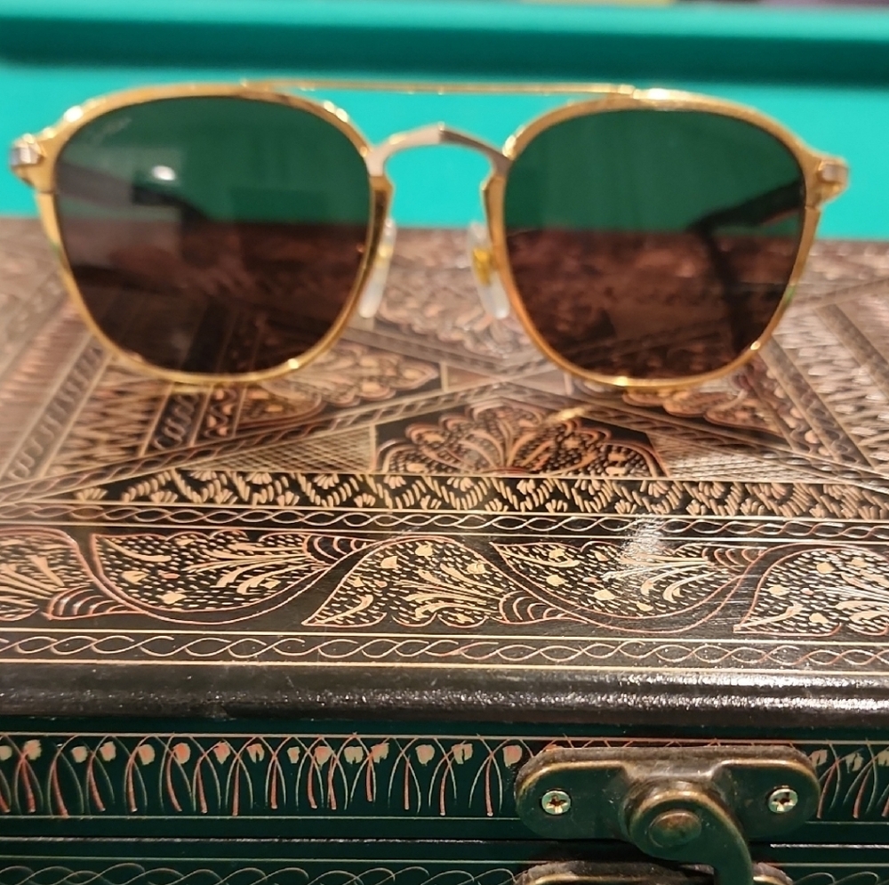 Gold Frame Green Lens Men's Sunglasses